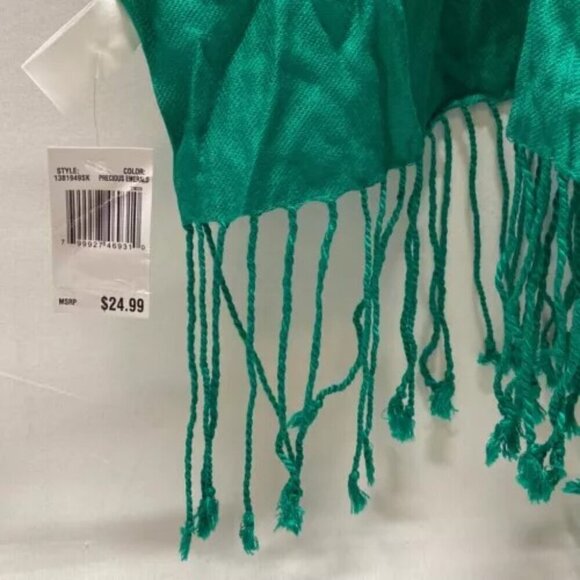 Pashmina Scarf Wrap Shawl One Size Precious Emerald Green Multi Style Wear NWT - Picture 2 of 6